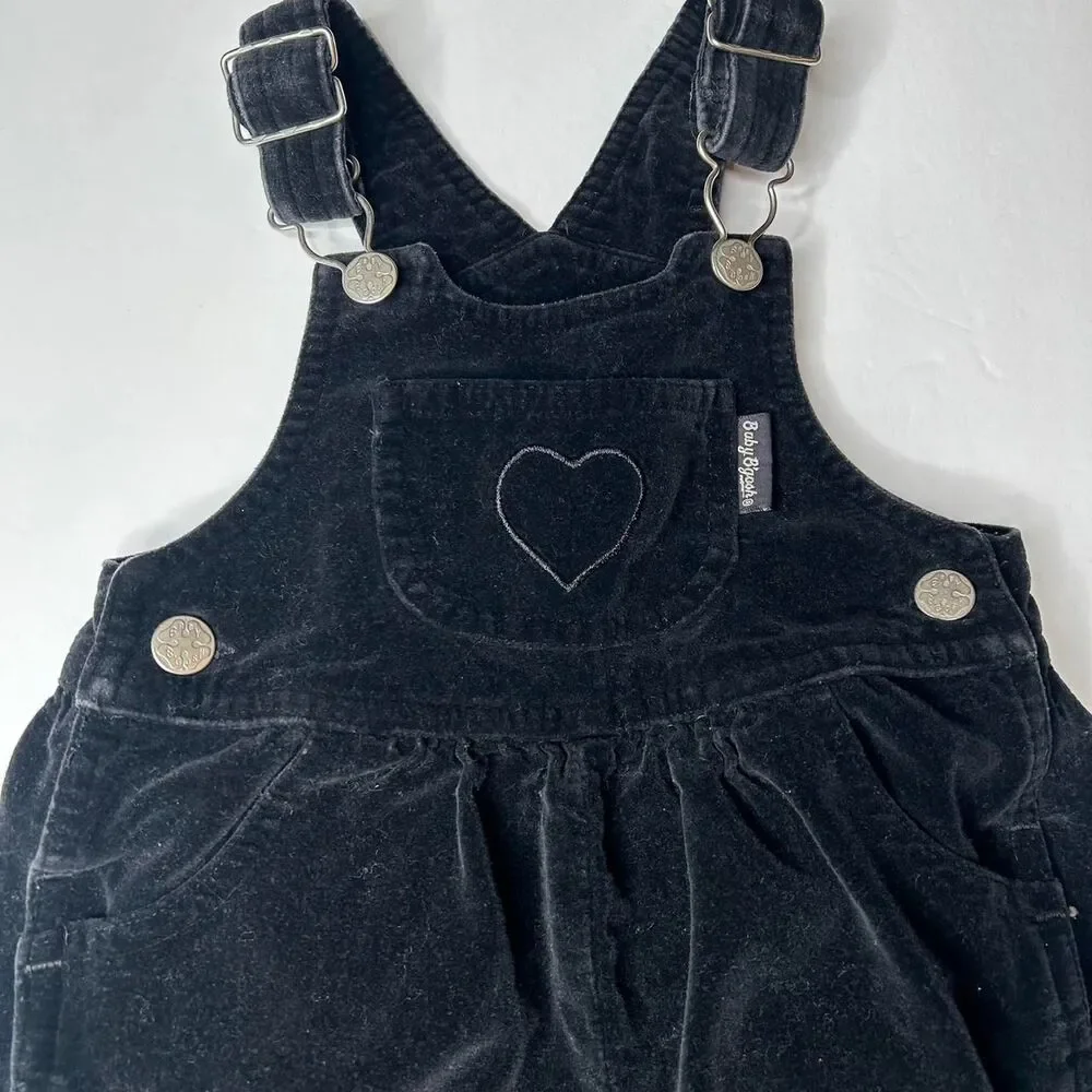 Vintage 90s 1990s Oshkosh baby B’gosh Black velvet baby bash overalls